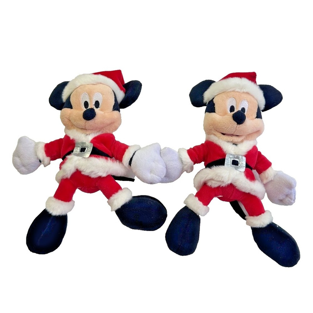 Disney Parks Exclusive Christmas Santa Claus Mickey Mouse Plush Lot of 2
